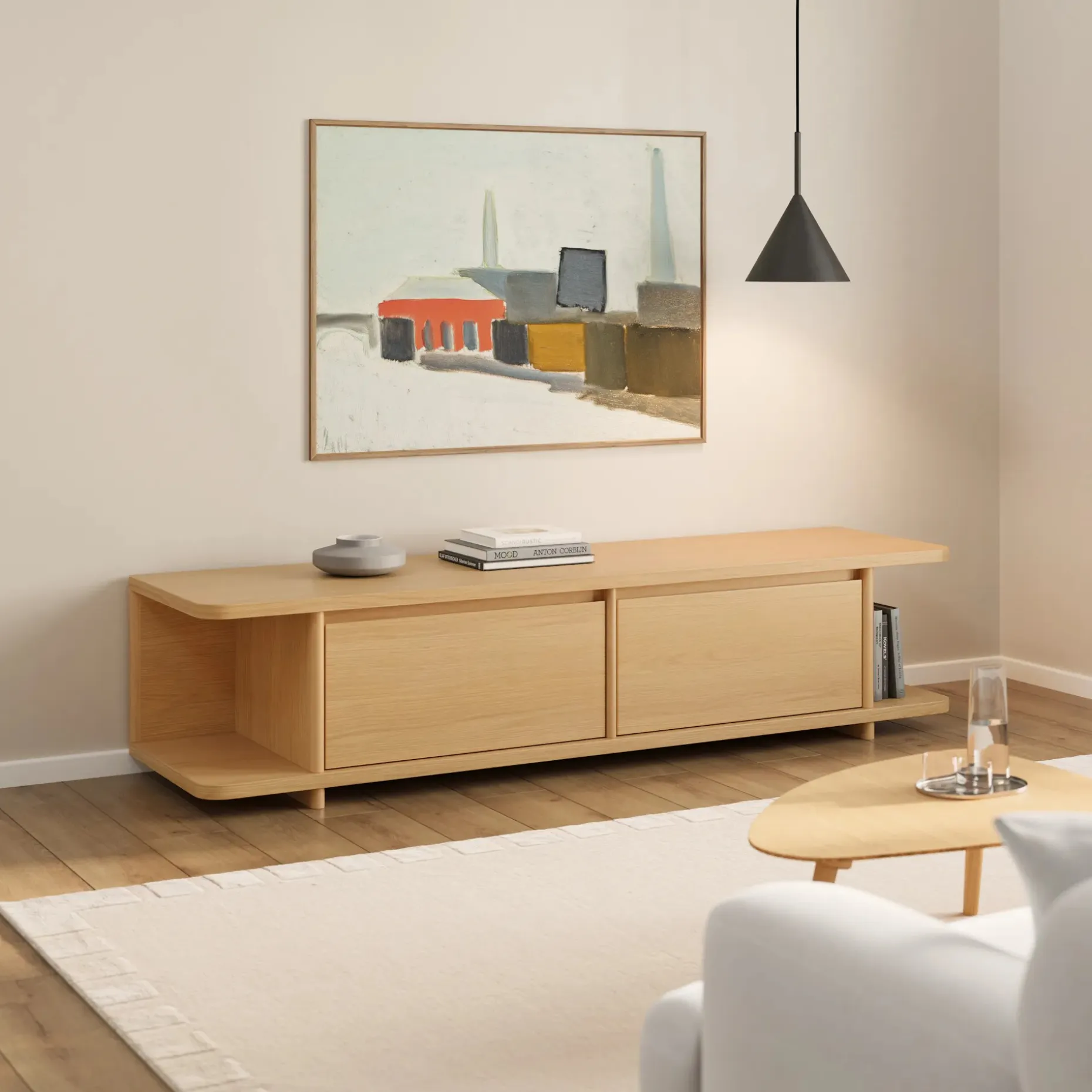 Judith 63" Low Media Unit - White Oak