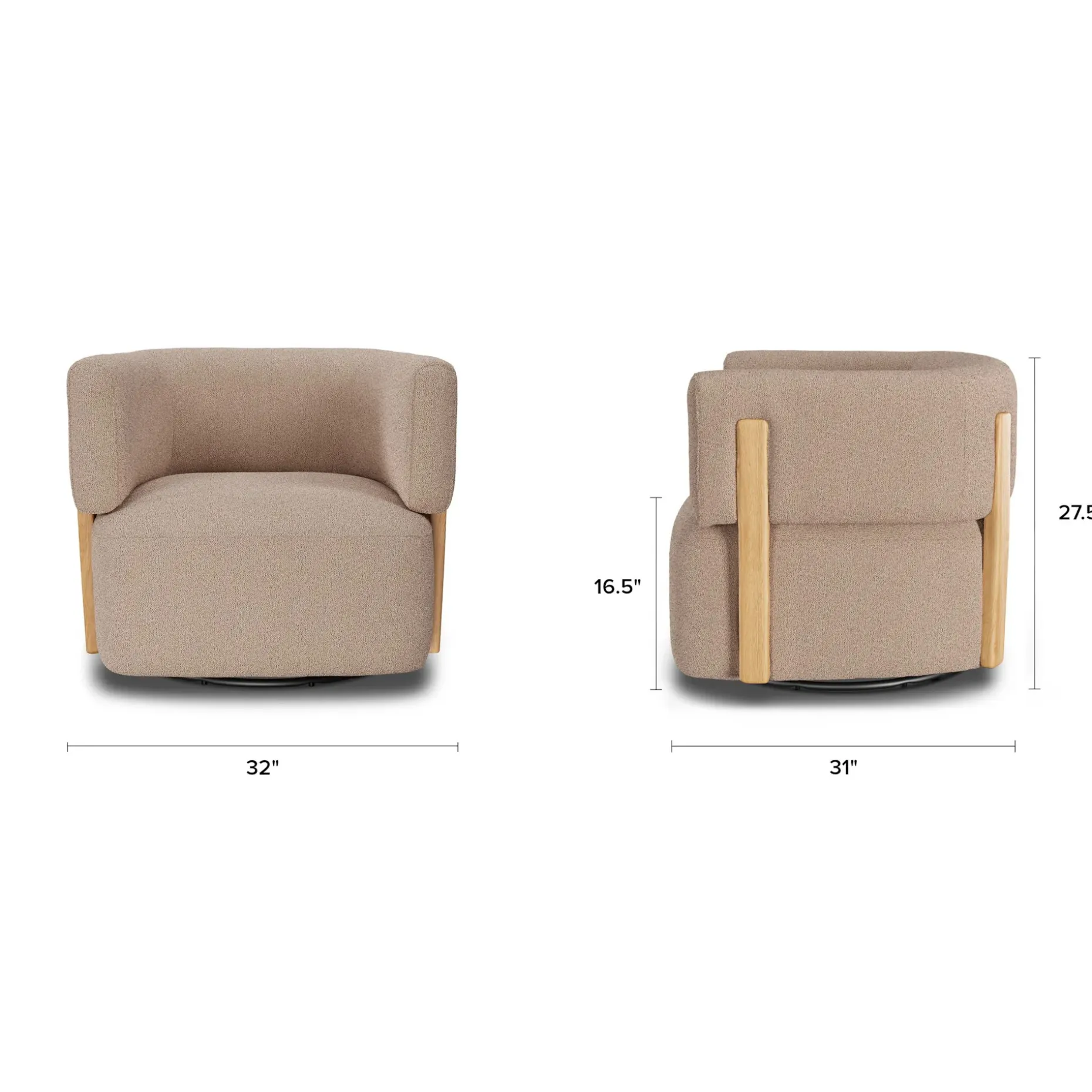 Julie 32" Swivel Chair - Sandstone Wool Bouclé