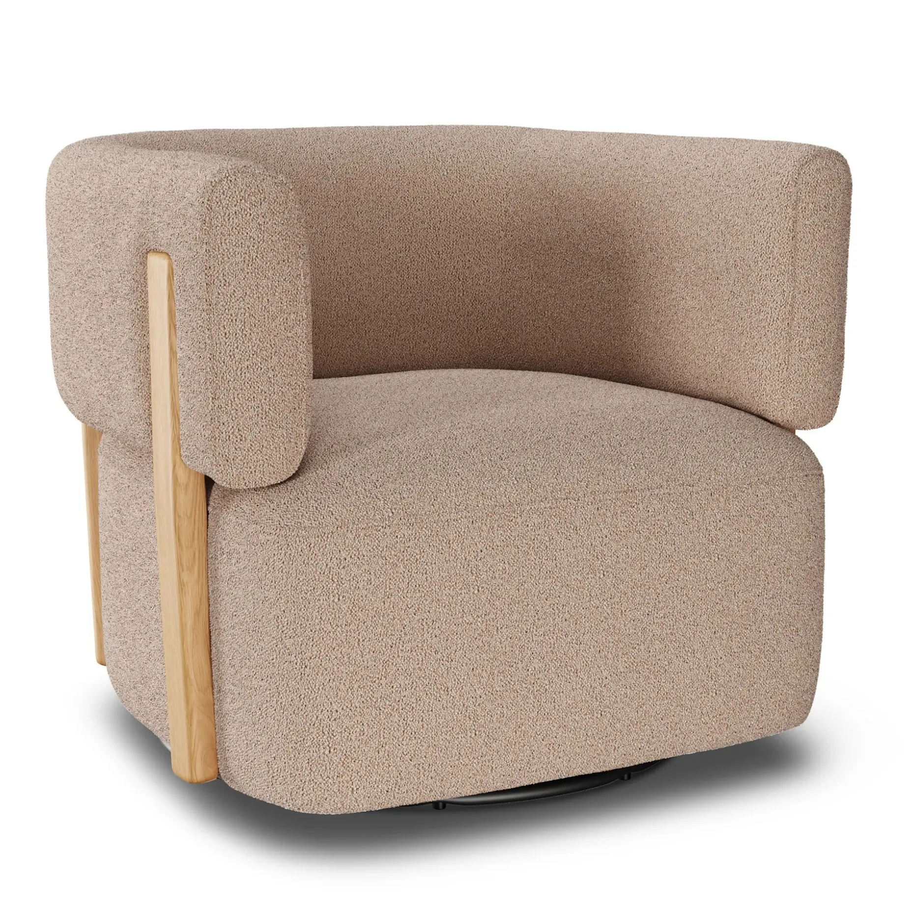 Julie 32" Swivel Chair - Sandstone Wool Bouclé