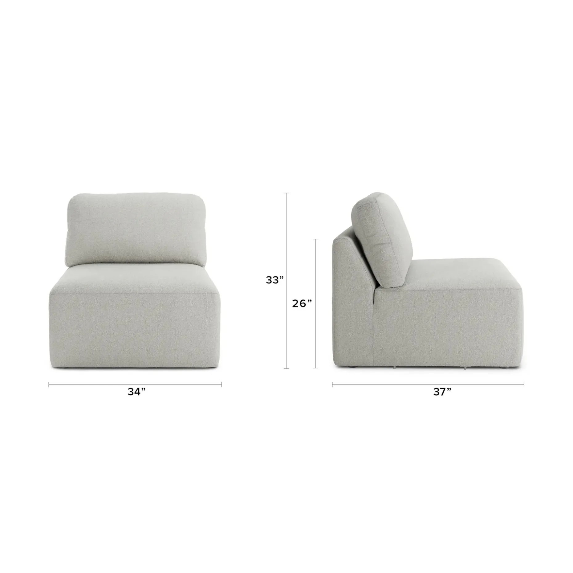 Juni 34" Armless Chair Module - Clover Ivory