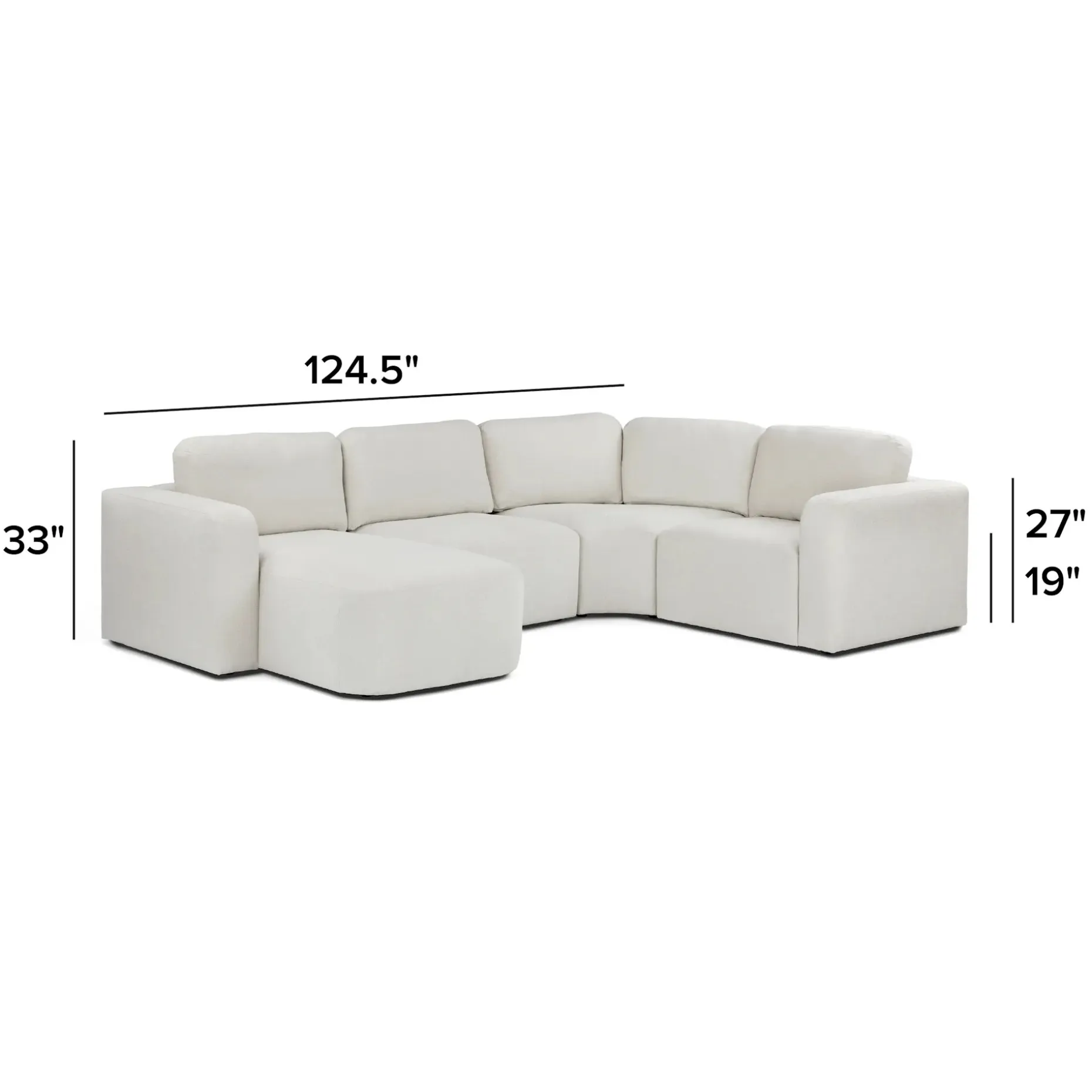 Juni 124.5" Left Conversational Sectional - Clover Ivory