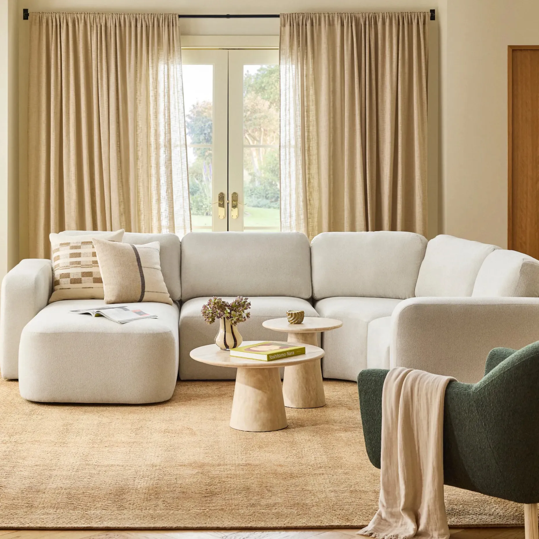 Juni 124.5" Left Conversational Sectional - Clover Ivory