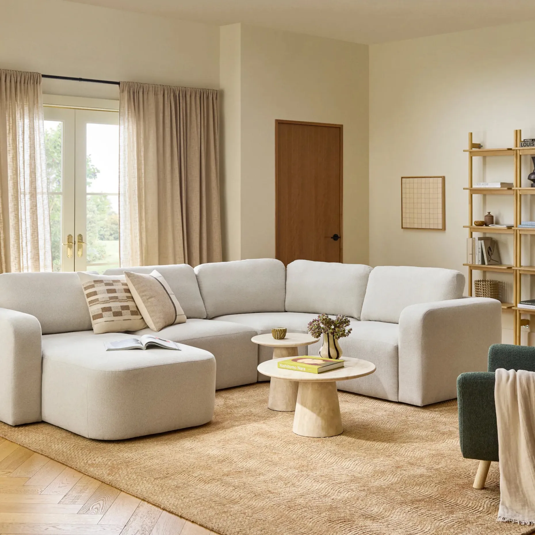 Juni 124.5" Left Conversational Sectional - Clover Ivory