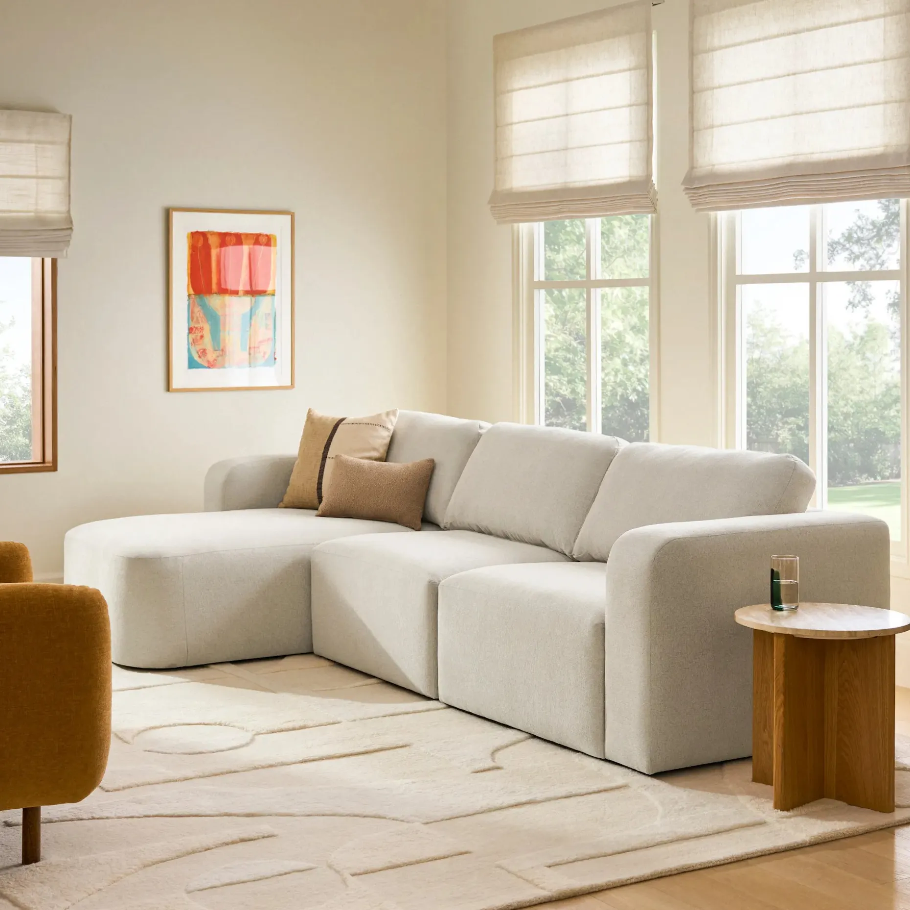 Juni 120.5" Left Sectional - Clover Ivory