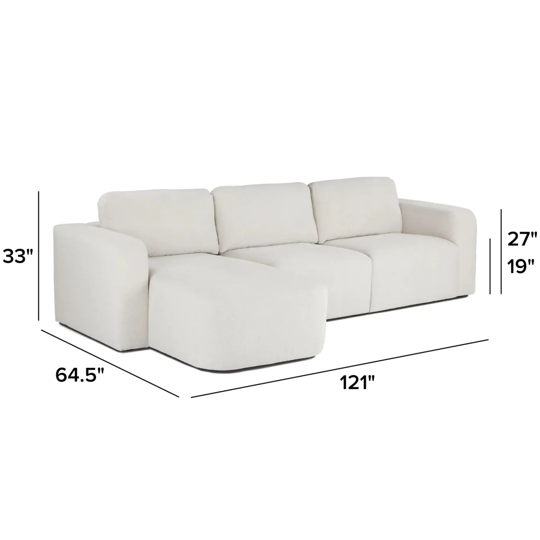 Juni 120.5" Left Sectional - Clover Ivory