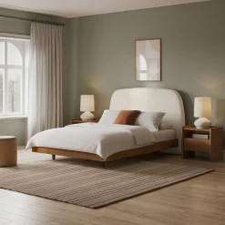 Kaleo Queen Headboard - Ivory Wool Bouclé