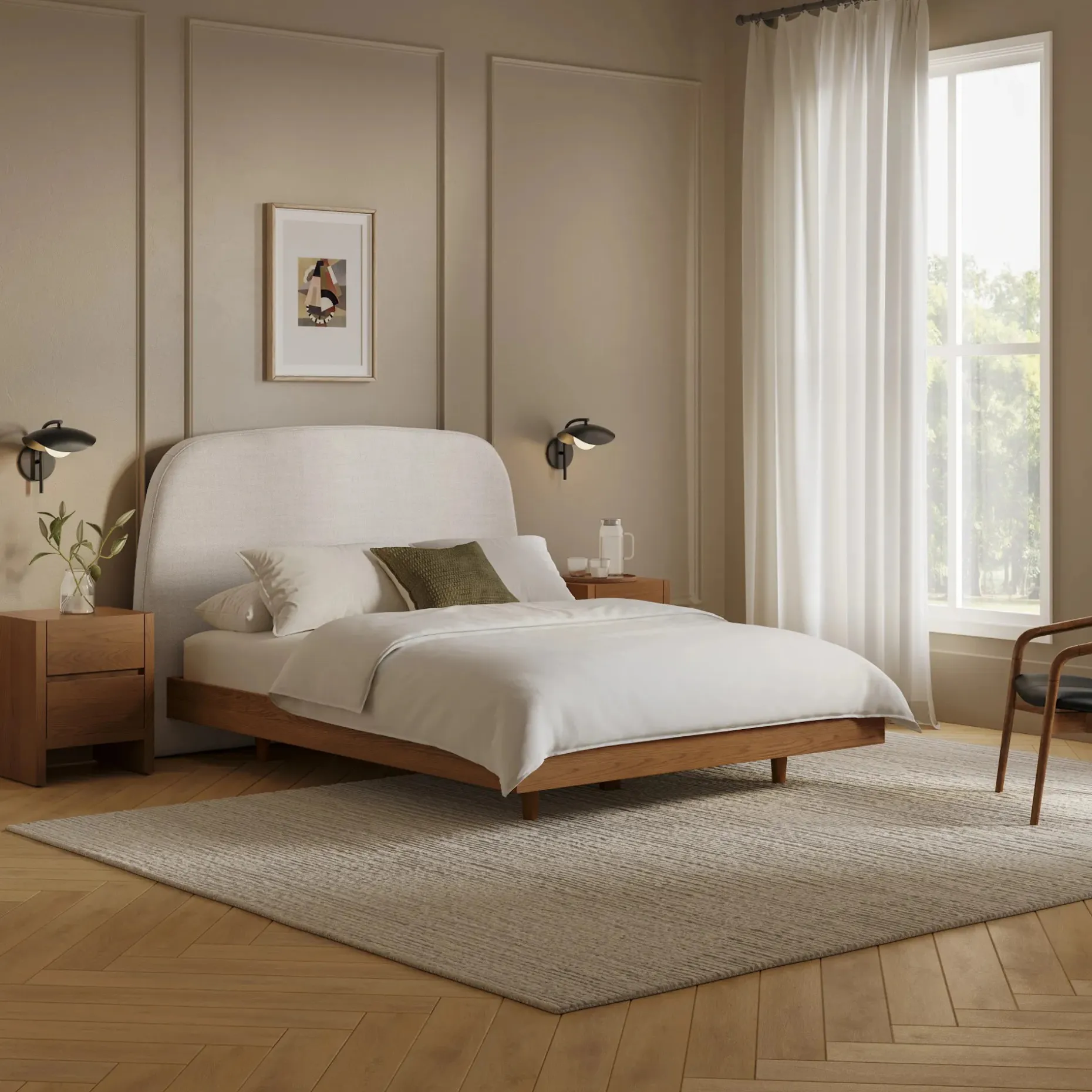 Kaleo Queen Headboard - Ivory Wool Bouclé