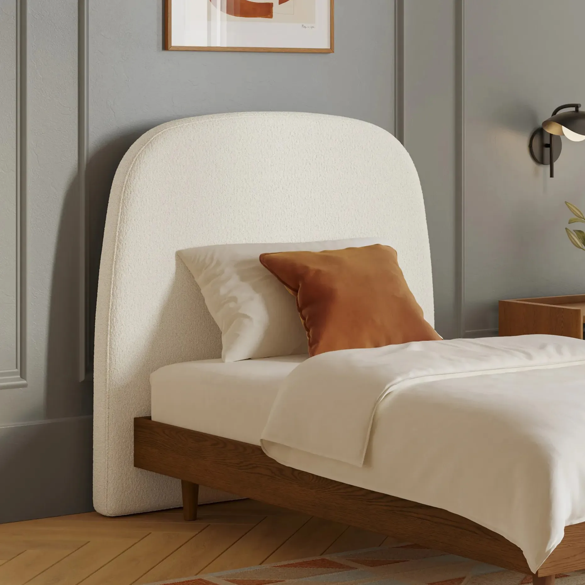 Kaleo Twin Headboard - Ivory Wool Bouclé