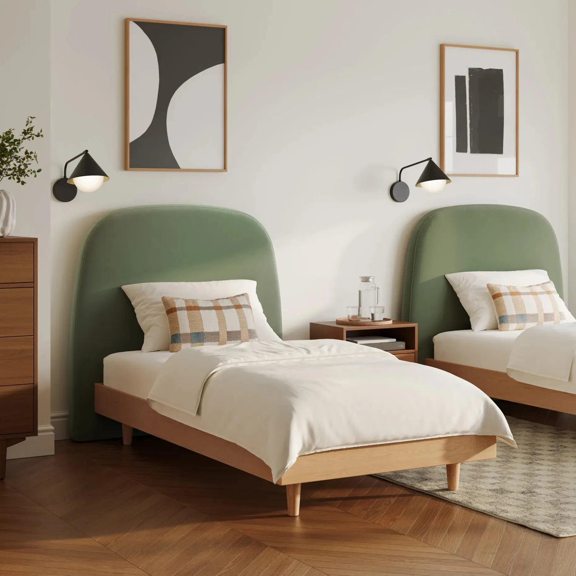 Kaleo Twin Velvet Headboard - Plush Pacific Sage