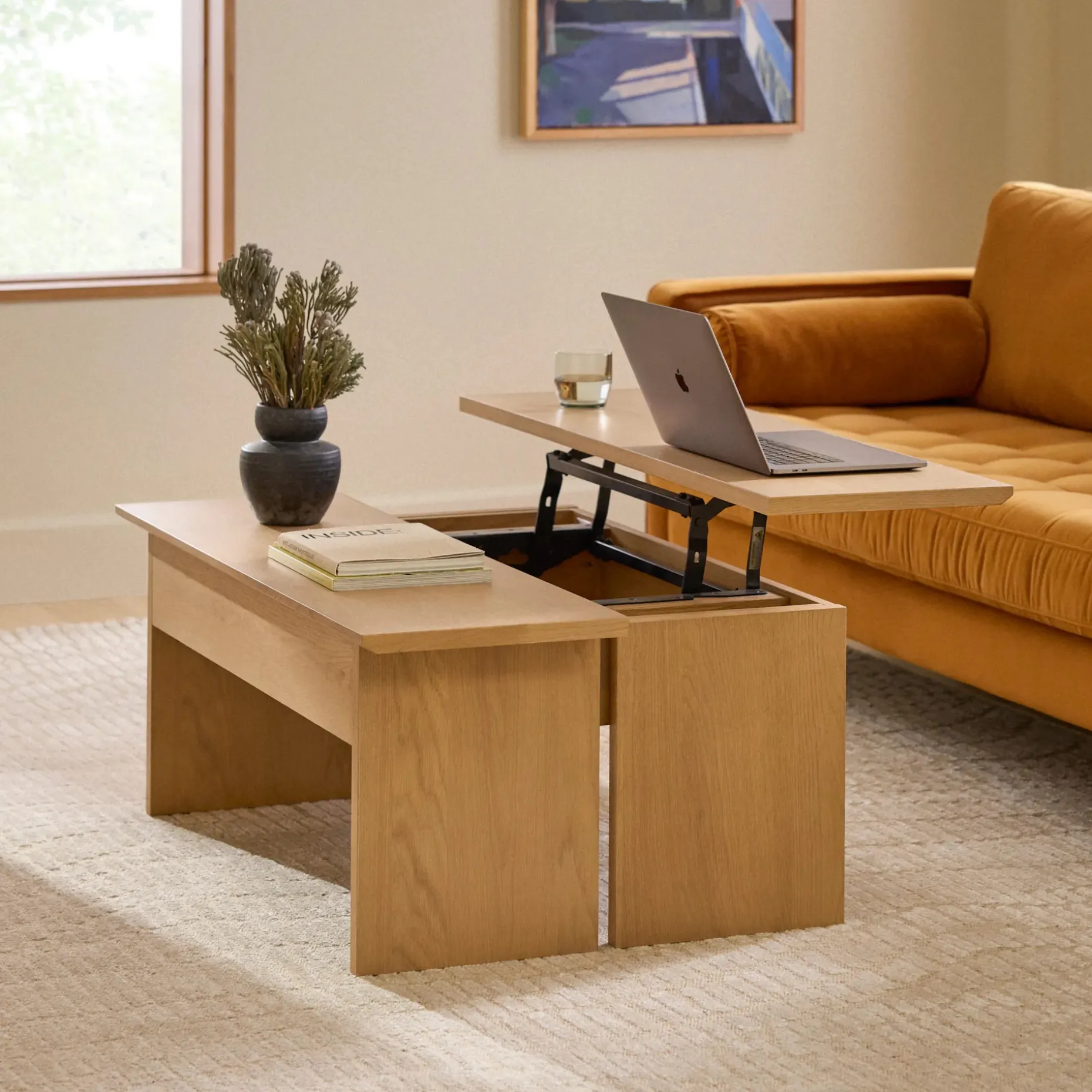 Karl 46" Lift-Top Storage Coffee Table - White Oak