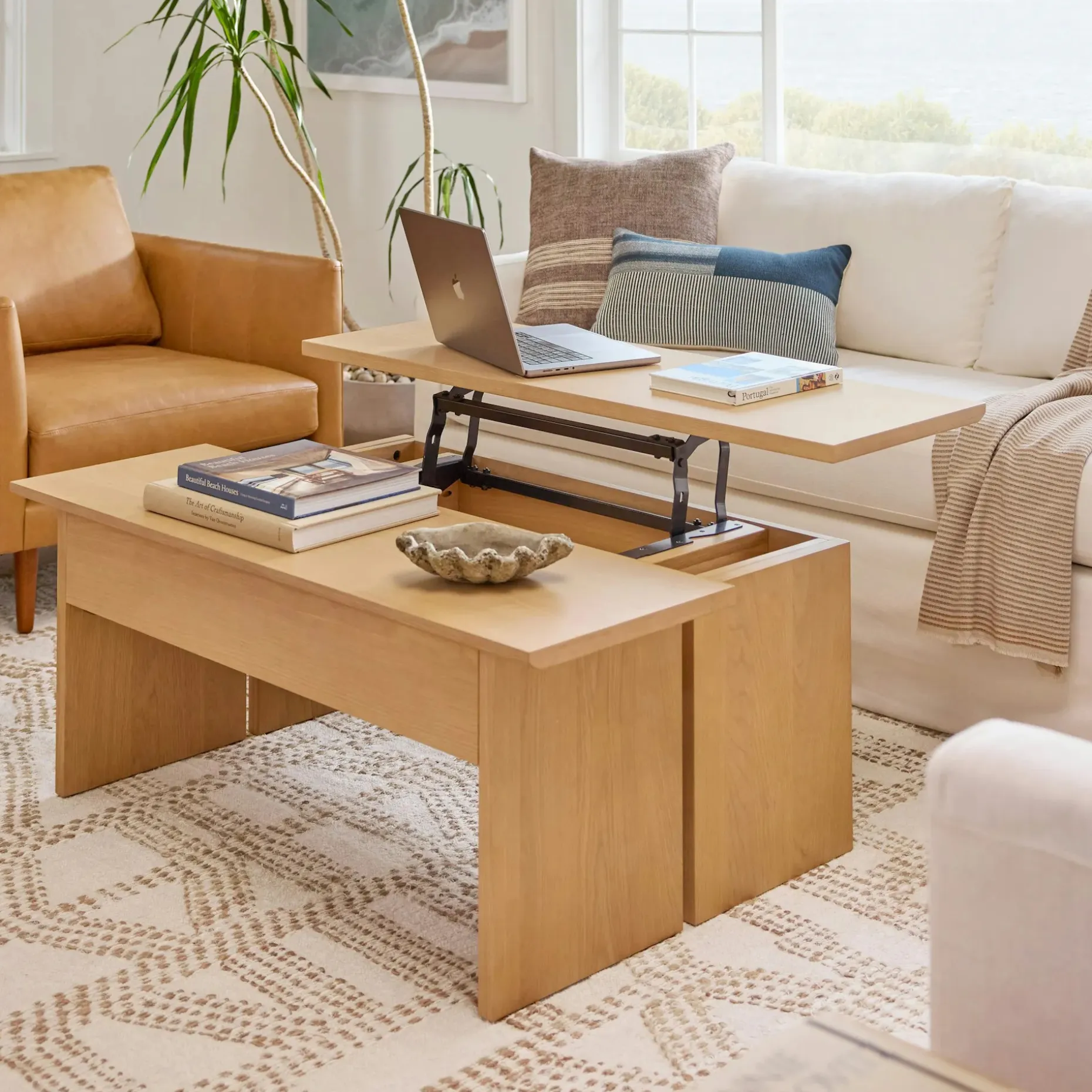 Karl 46" Lift-Top Storage Coffee Table - White Oak