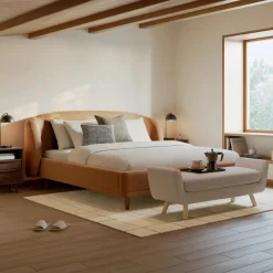 Kayra King Upholstered Bed - Felted Ginger
