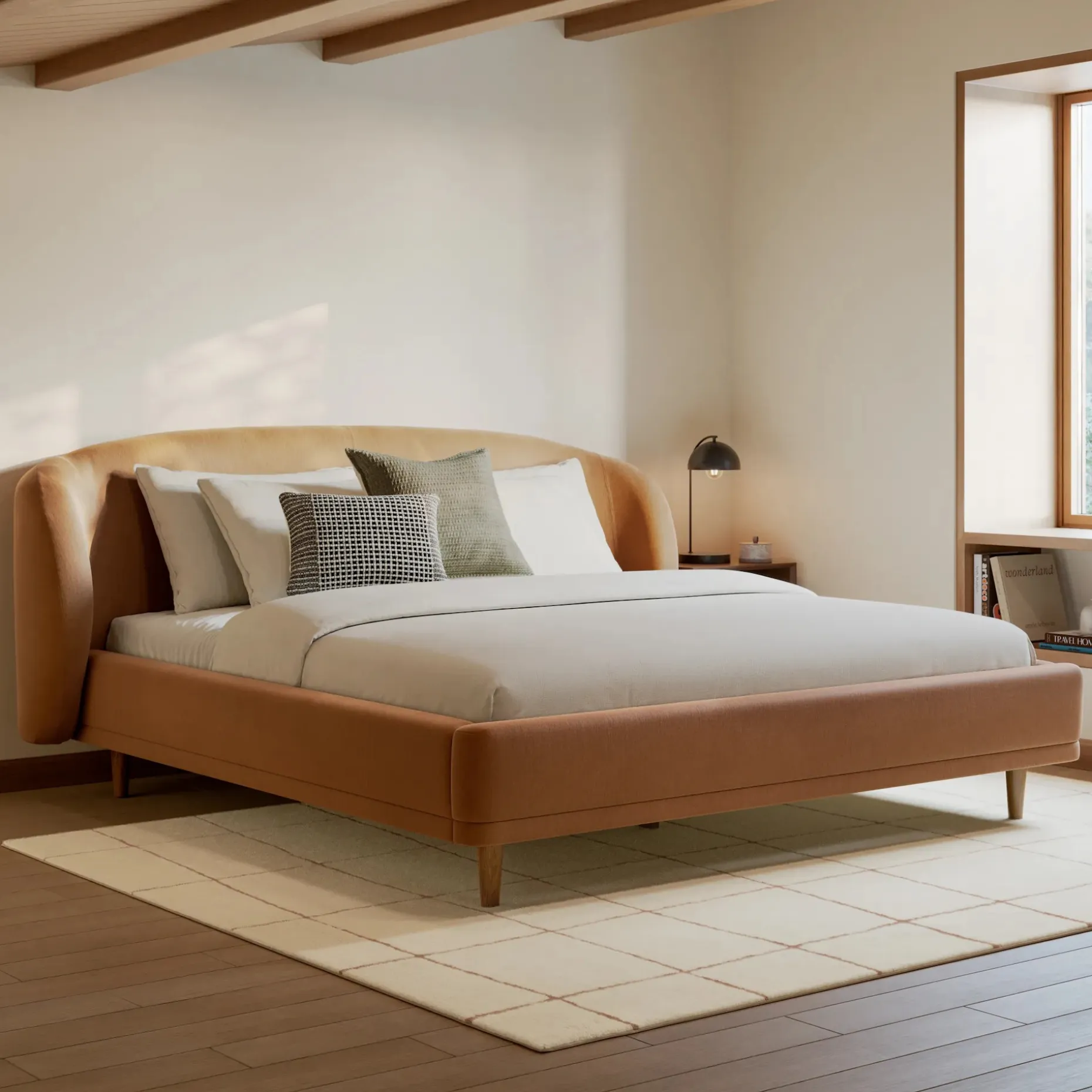 Kayra King Upholstered Bed - Felted Ginger