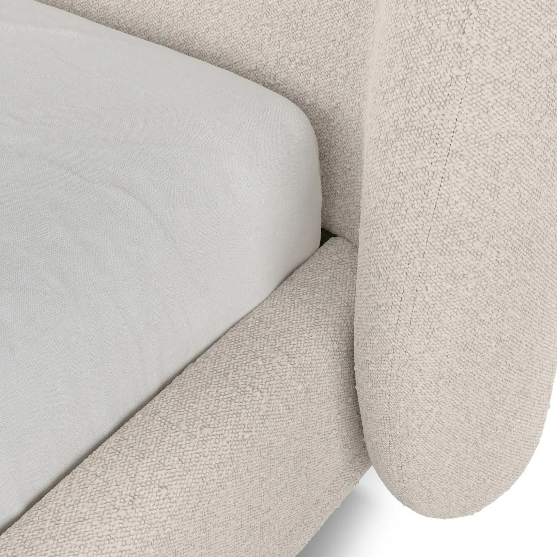 Kayra King Upholstered Bed - Ivory Bouclé