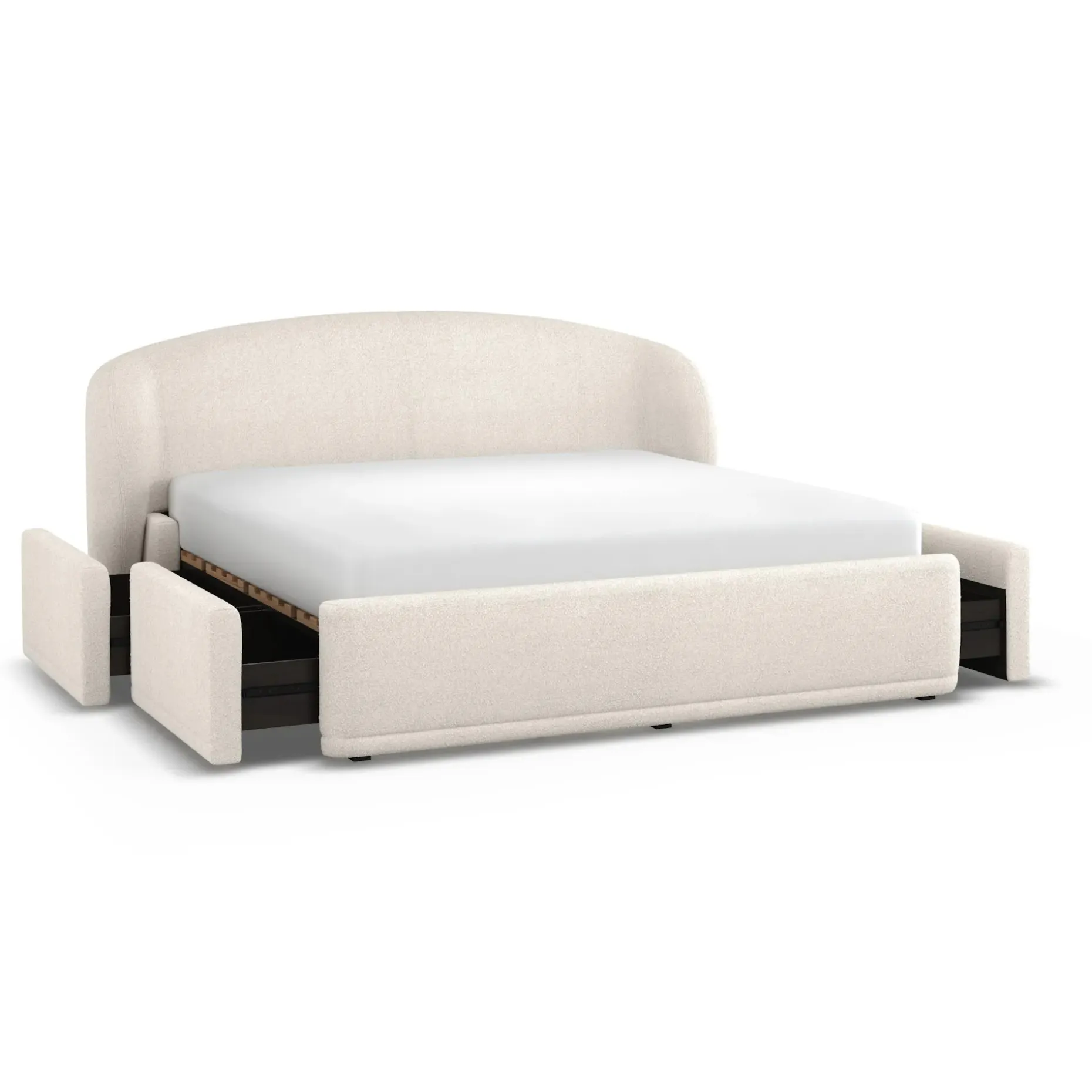 Kayra King Upholstered Storage Bed - Ivory Bouclé