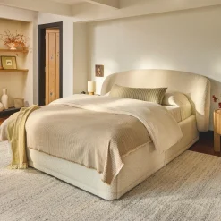 Kayra King Upholstered Storage Bed - Ivory Bouclé