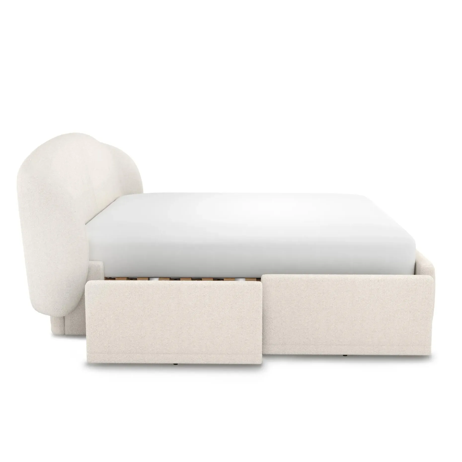 Kayra King Upholstered Storage Bed - Ivory Bouclé