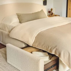 Kayra King Upholstered Storage Bed - Ivory Bouclé