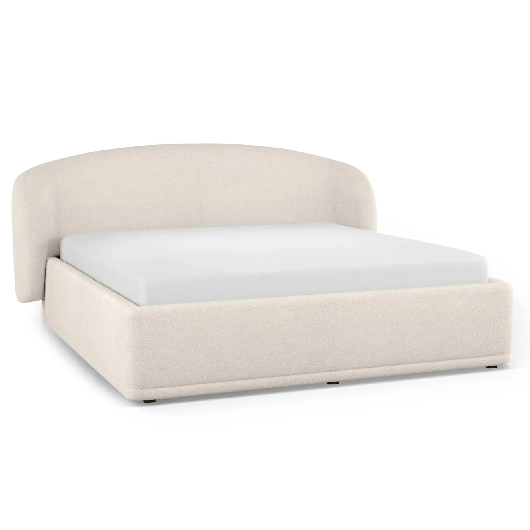 Kayra King Upholstered Storage Bed - Ivory Bouclé