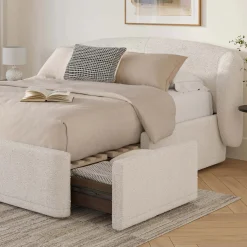 Kayra King Upholstered Storage Bed - Ivory Bouclé