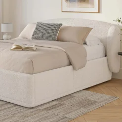 Kayra King Upholstered Storage Bed - Ivory Bouclé