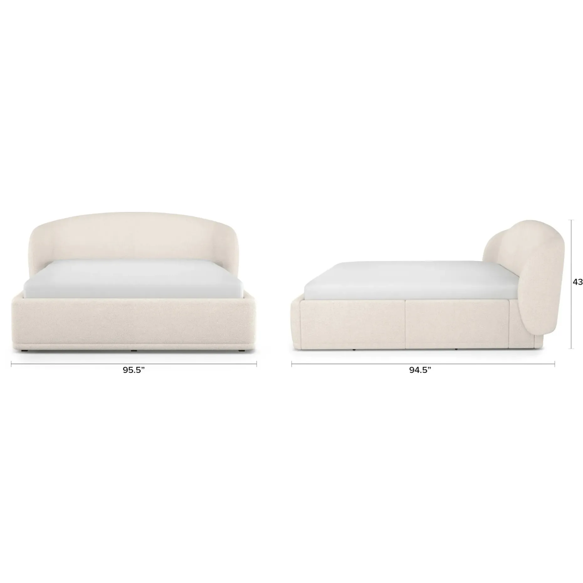 Kayra King Upholstered Storage Bed - Ivory Bouclé