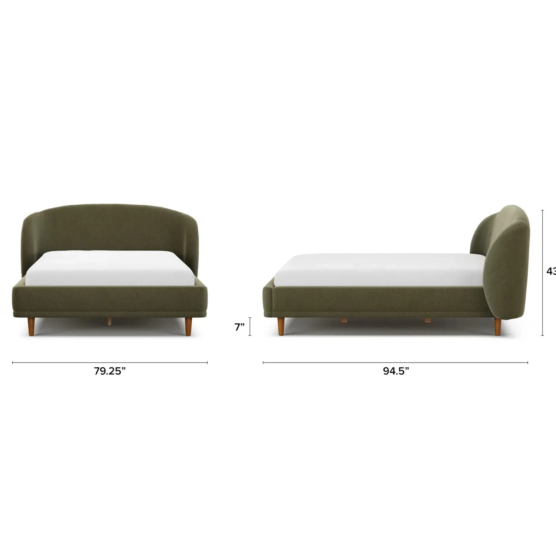 Kayra Queen Upholstered Bed - Felted Green