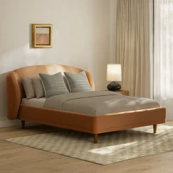 Kayra Queen Upholstered Bed - Felted Ginger