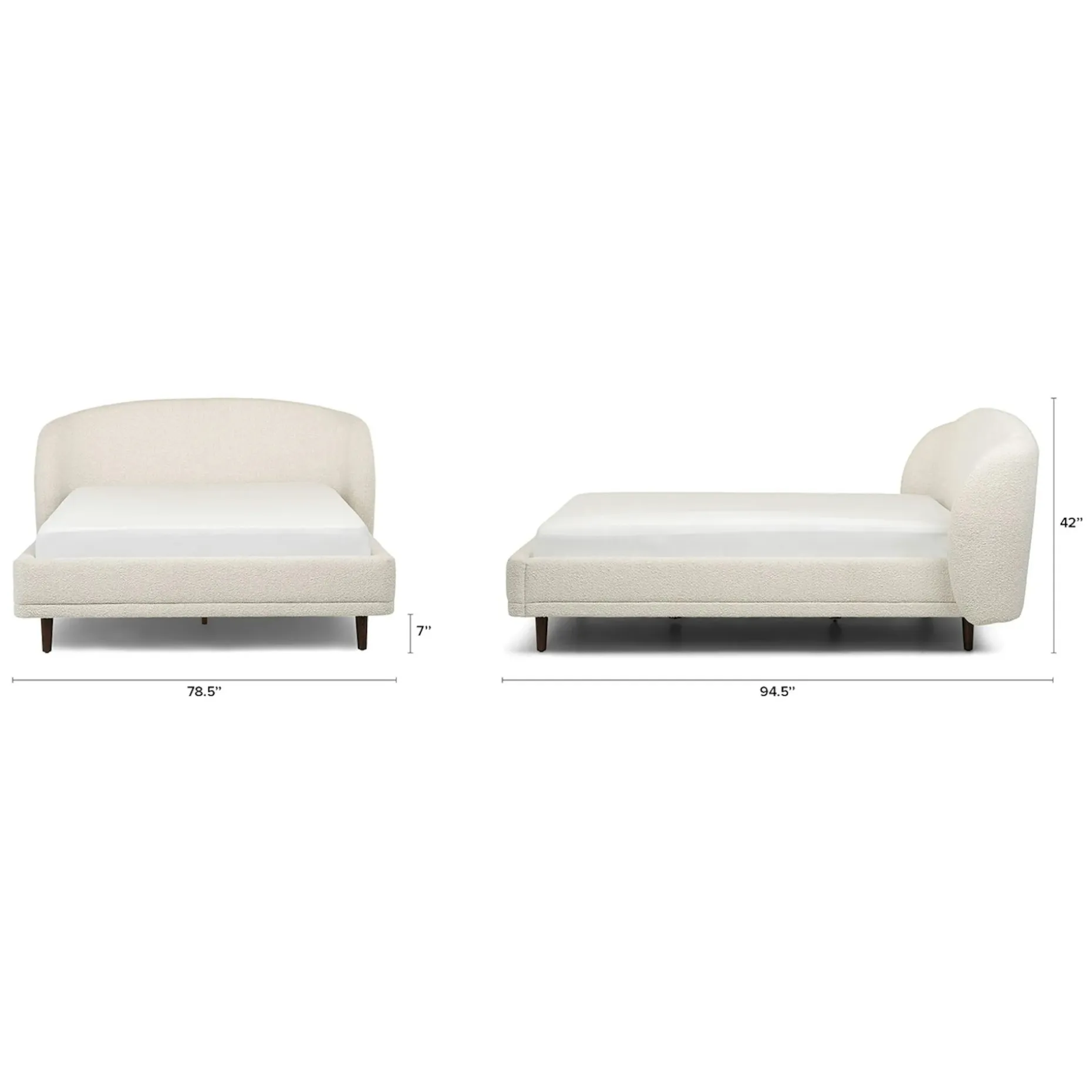 Kayra Queen Upholstered Bed - Ivory Bouclé
