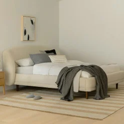 Kayra Queen Upholstered Bed - Ivory Bouclé