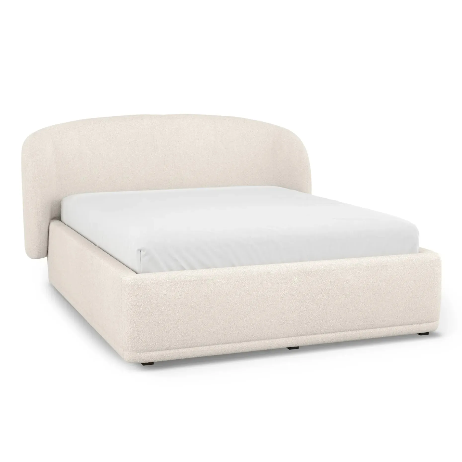 Kayra Queen Upholstered Storage Bed - Ivory Bouclé