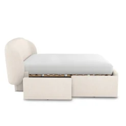 Kayra Queen Upholstered Storage Bed - Ivory Bouclé