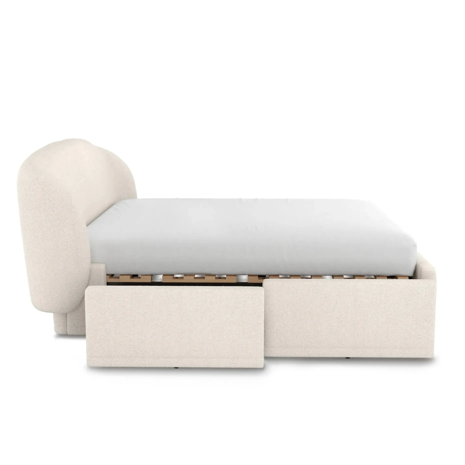 Kayra Queen Upholstered Storage Bed - Ivory Bouclé