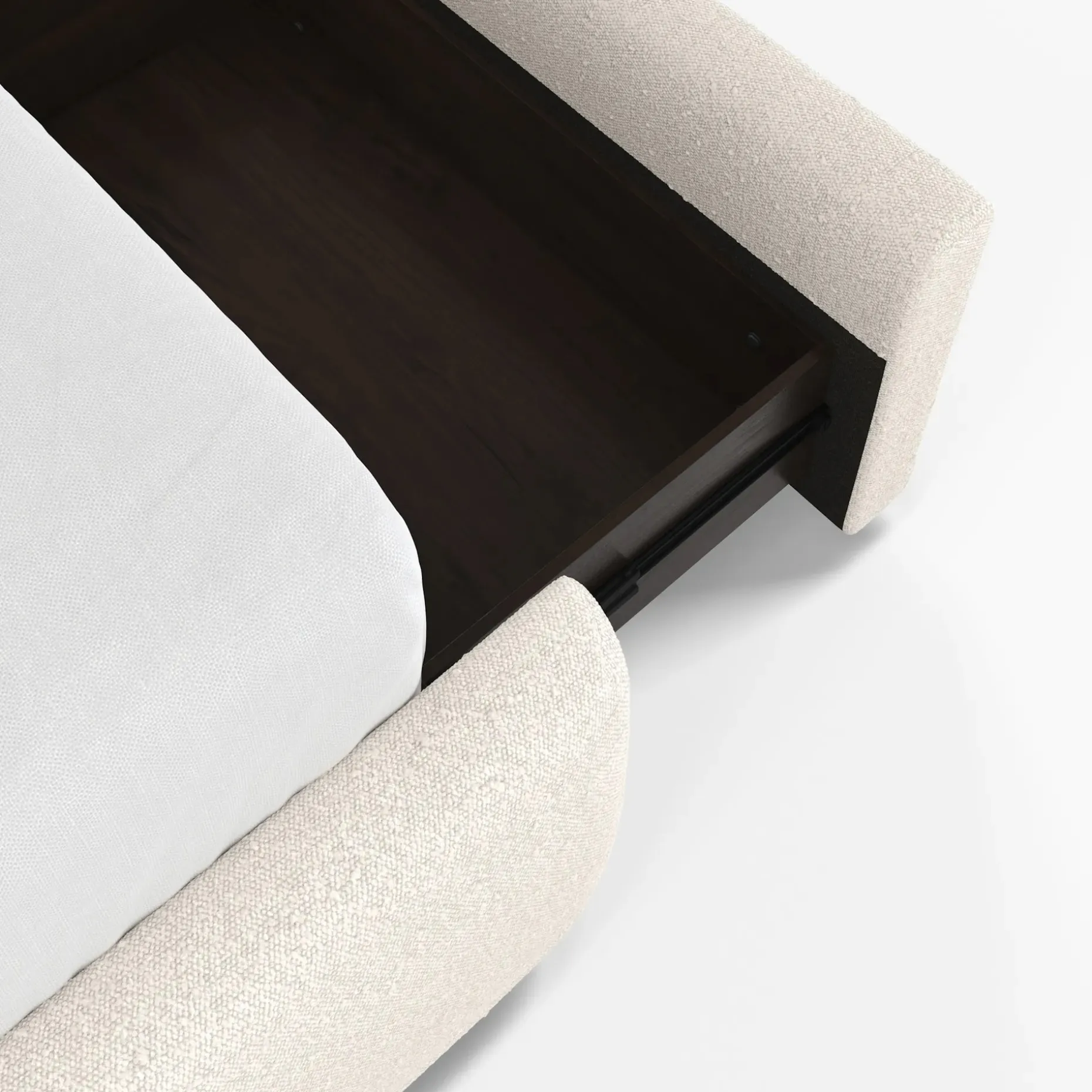 Kayra Queen Upholstered Storage Bed - Ivory Bouclé