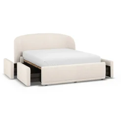 Kayra Queen Upholstered Storage Bed - Ivory Bouclé