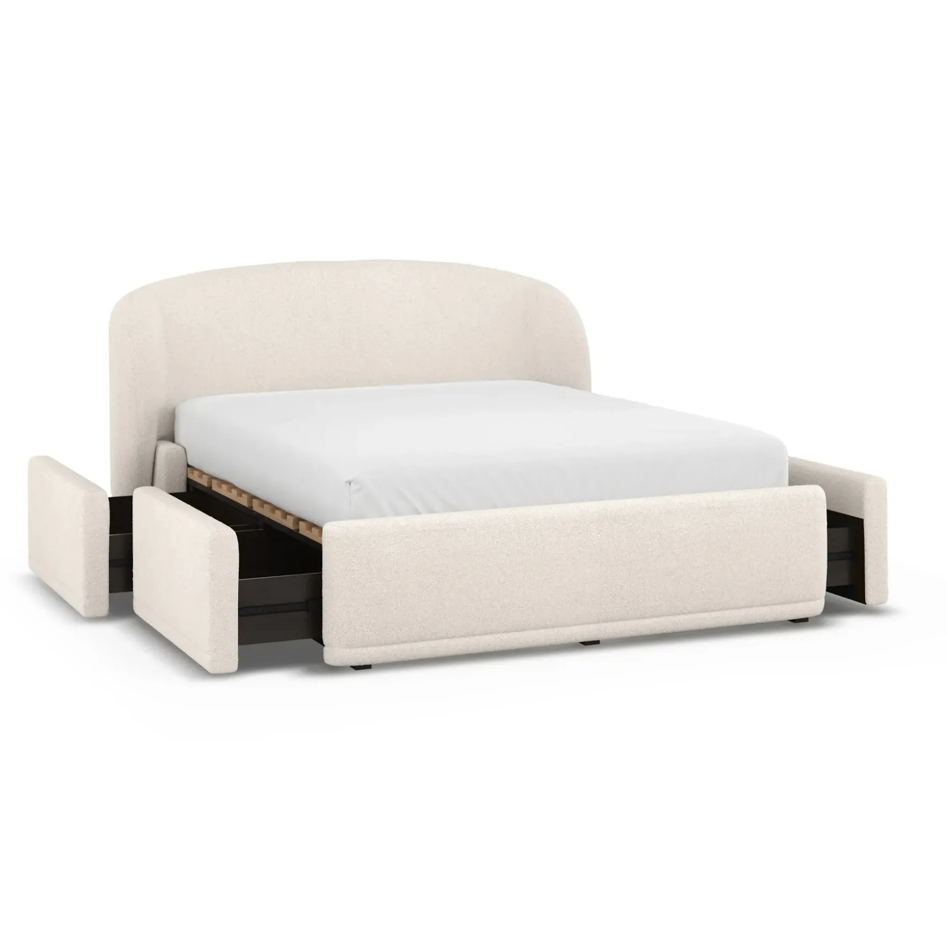 Kayra Queen Upholstered Storage Bed - Ivory Bouclé