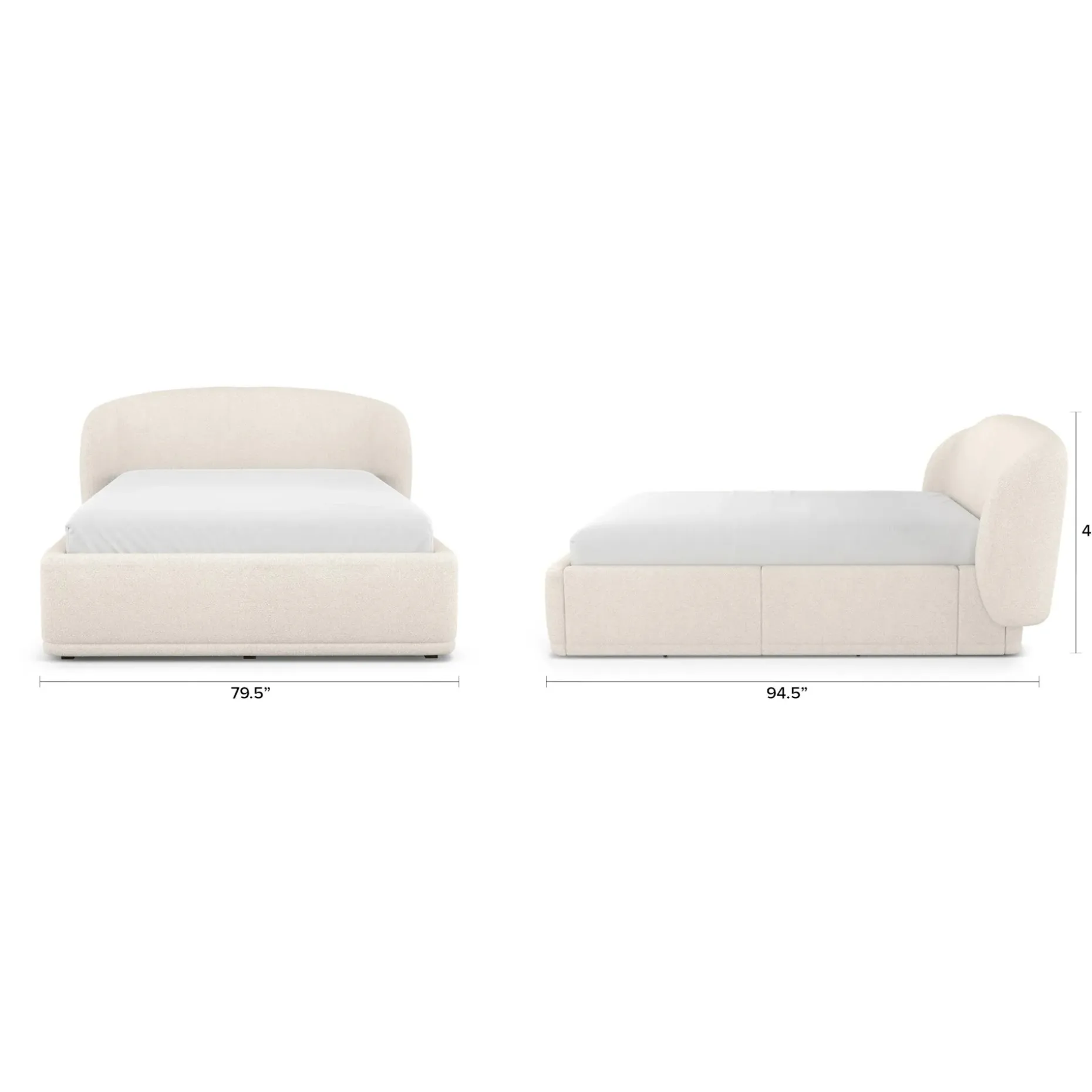 Kayra Queen Upholstered Storage Bed - Ivory Bouclé
