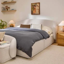 Kayra Queen Upholstered Storage Bed - Ivory Bouclé