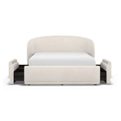 Kayra Queen Upholstered Storage Bed - Ivory Bouclé