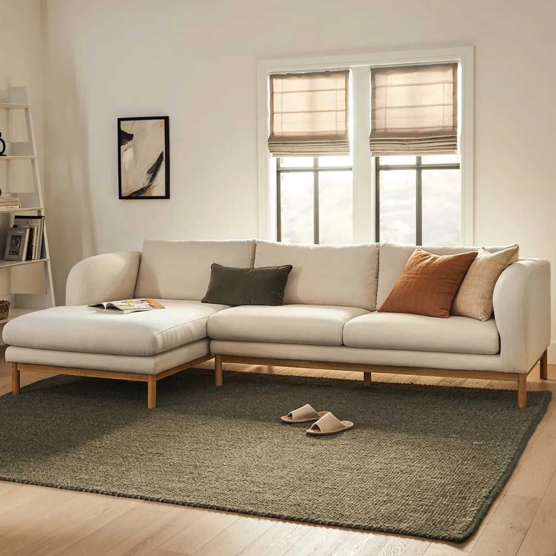 Kinso 115" Left Sectional - Buckler Ivory
