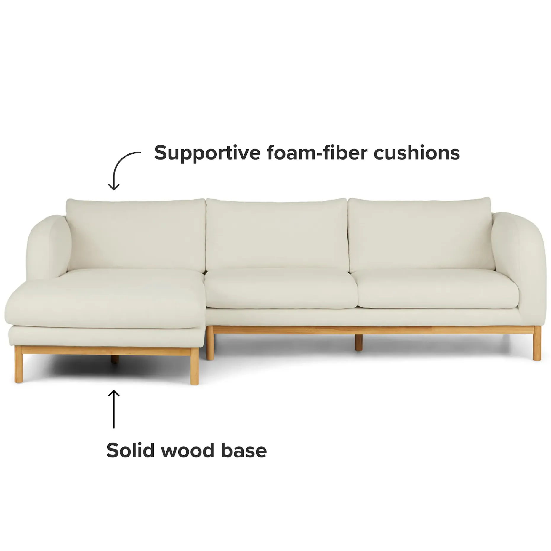 Kinso 115" Left Sectional - Buckler Ivory