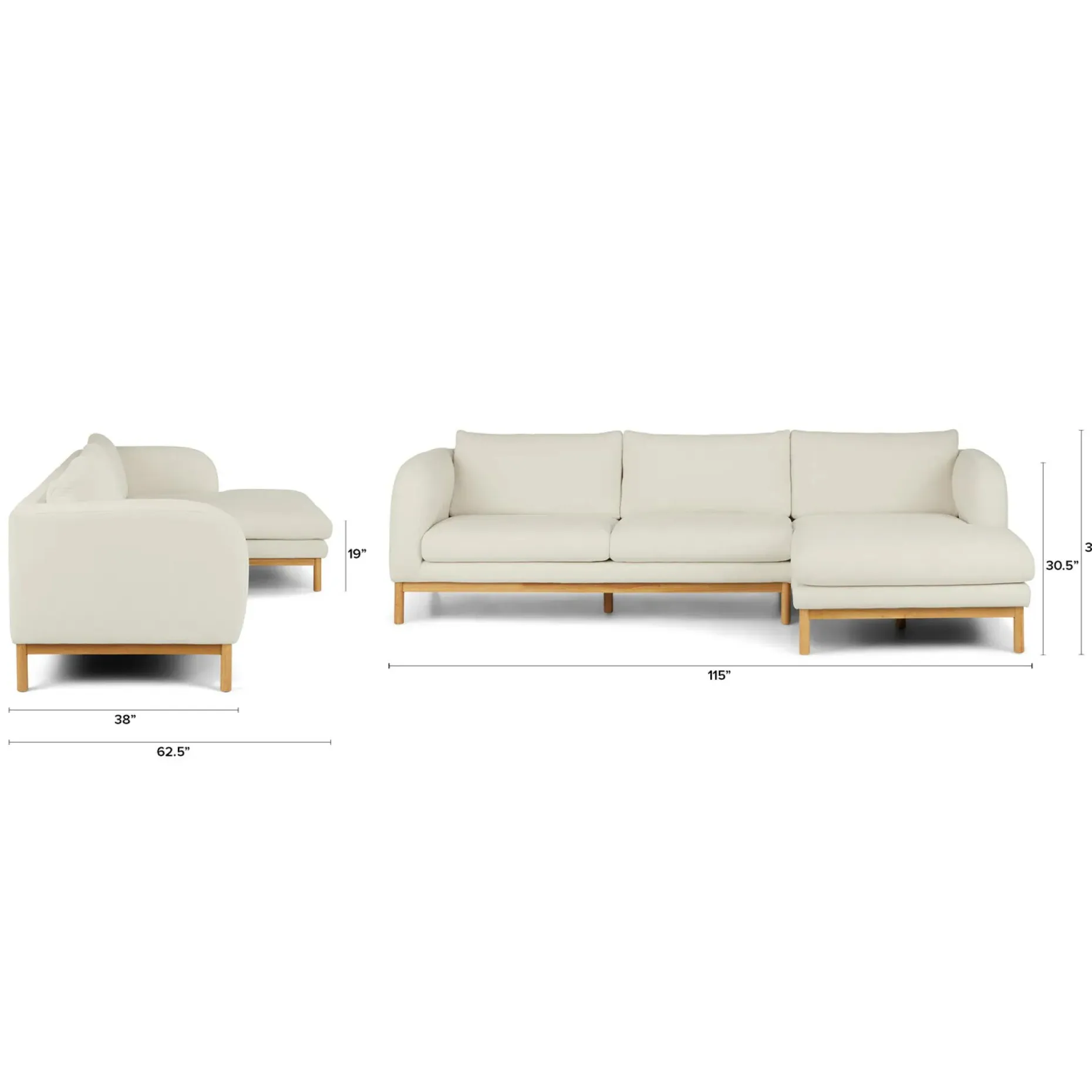 Kinso 115" Right Sectional - Buckler Ivory