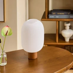 Kipp Glass Table Lamp - Walnut