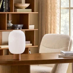 Kipp Glass Table Lamp - Walnut