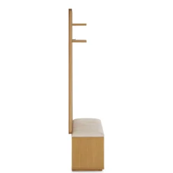Kouva 47" Bench and Wall Panel Storage Set - Natural Oak and Santolina Gray