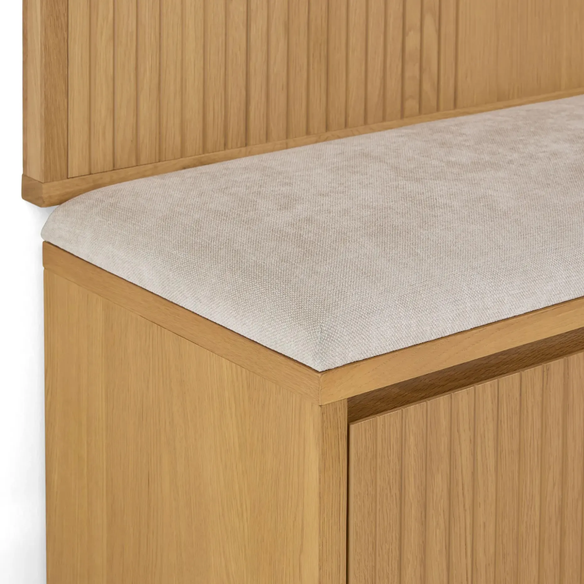 Kouva 47" Bench and Wall Panel Storage Set - Natural Oak and Santolina Gray