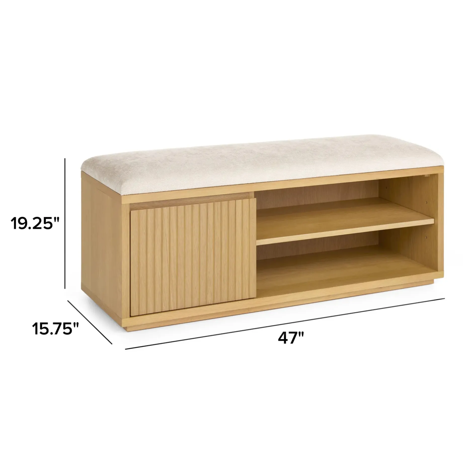 Kouva 47" Bench - Natural Oak and Santolina Gray