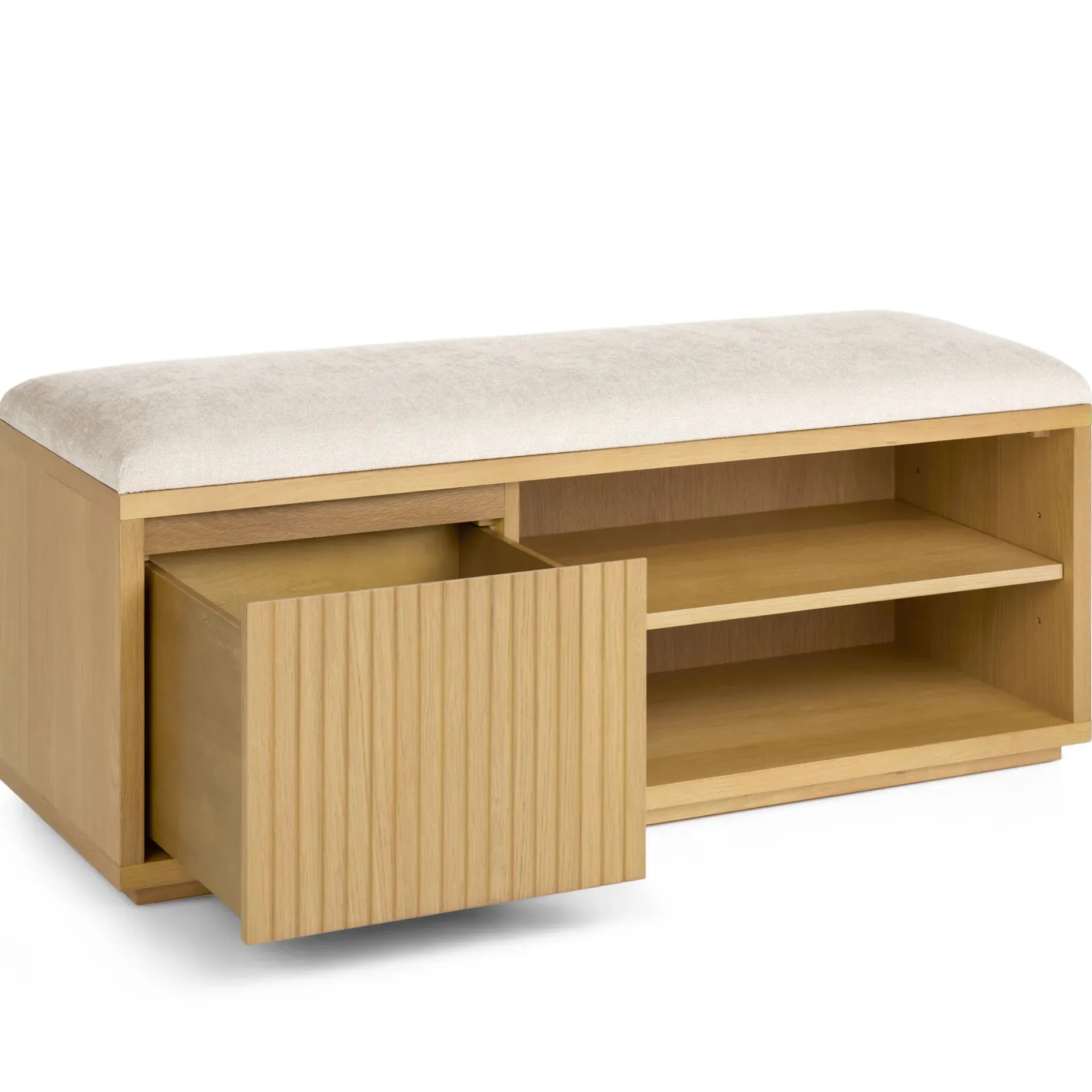 Kouva 47" Bench - Natural Oak and Santolina Gray