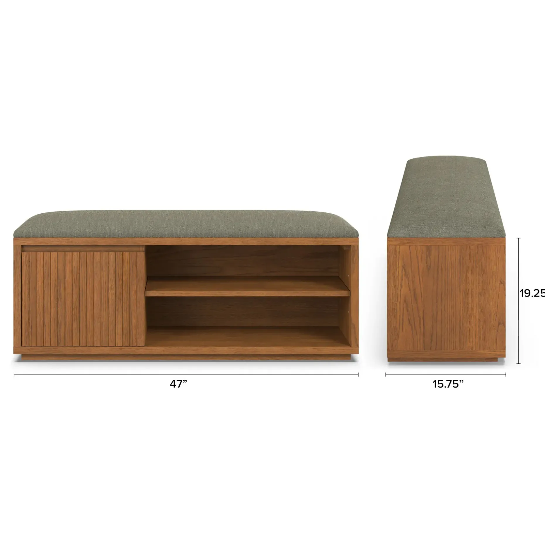 Kouva 47" Bench - Smoked Oak and Algonquin Green