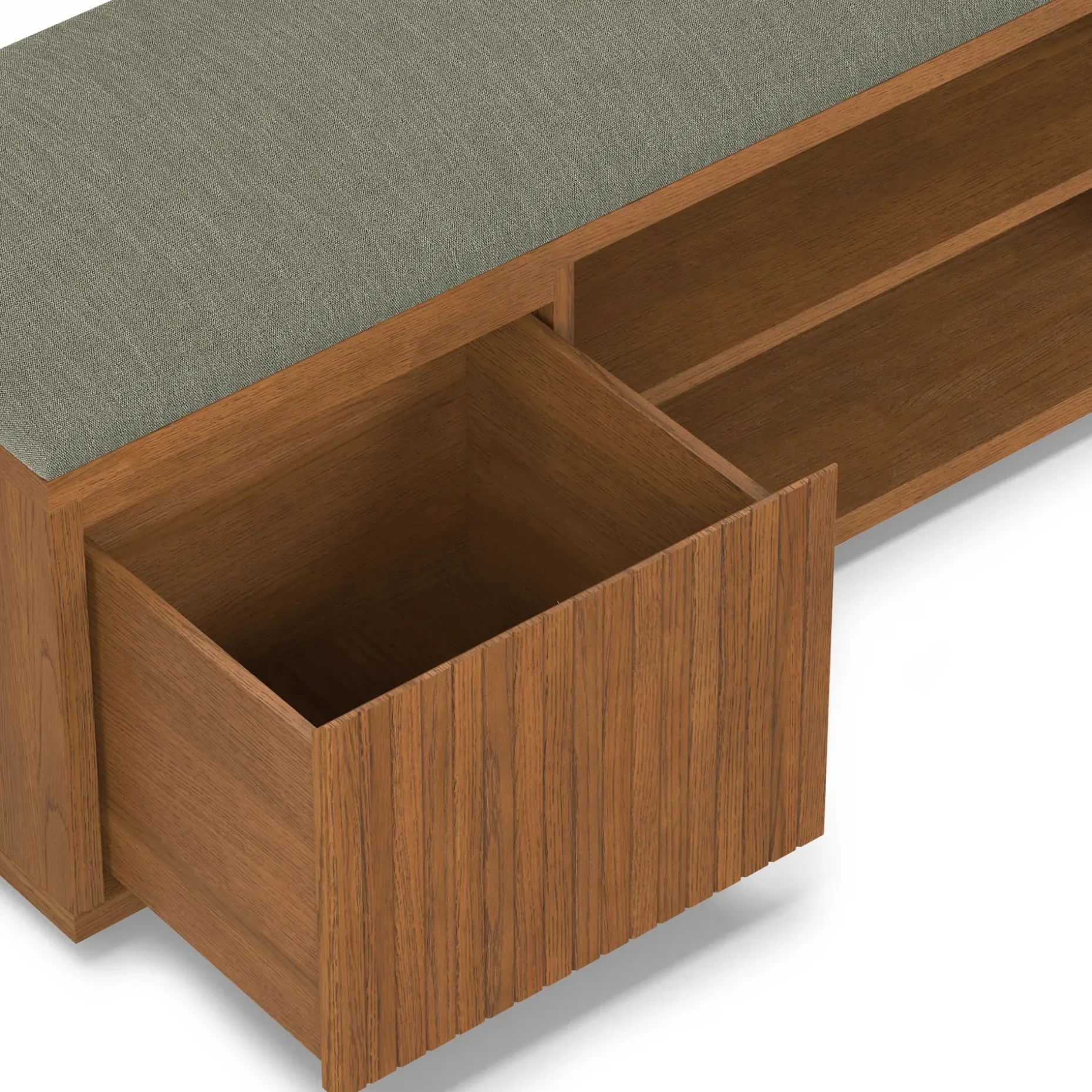 Kouva 47" Bench - Smoked Oak and Algonquin Green